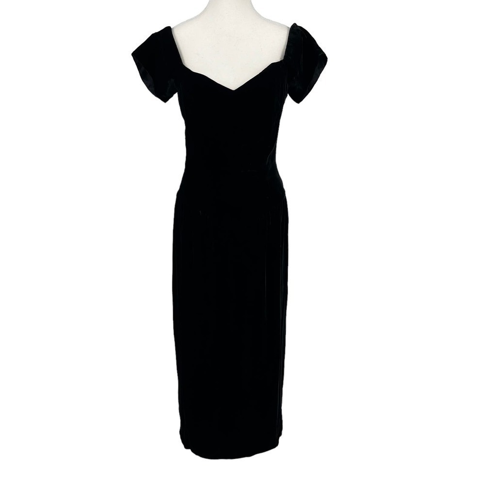 Vintage 90’s Velvet Dress Off-Shoulder ILGWU Bridal Originals Black Size 12